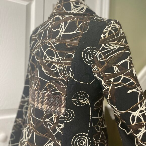 COAT BLAZER RARE Y2K FOREST GRUNGE SCRIBBLE PATTERN YARN RITUAL AESTHETIC R - Picture 5 of 17